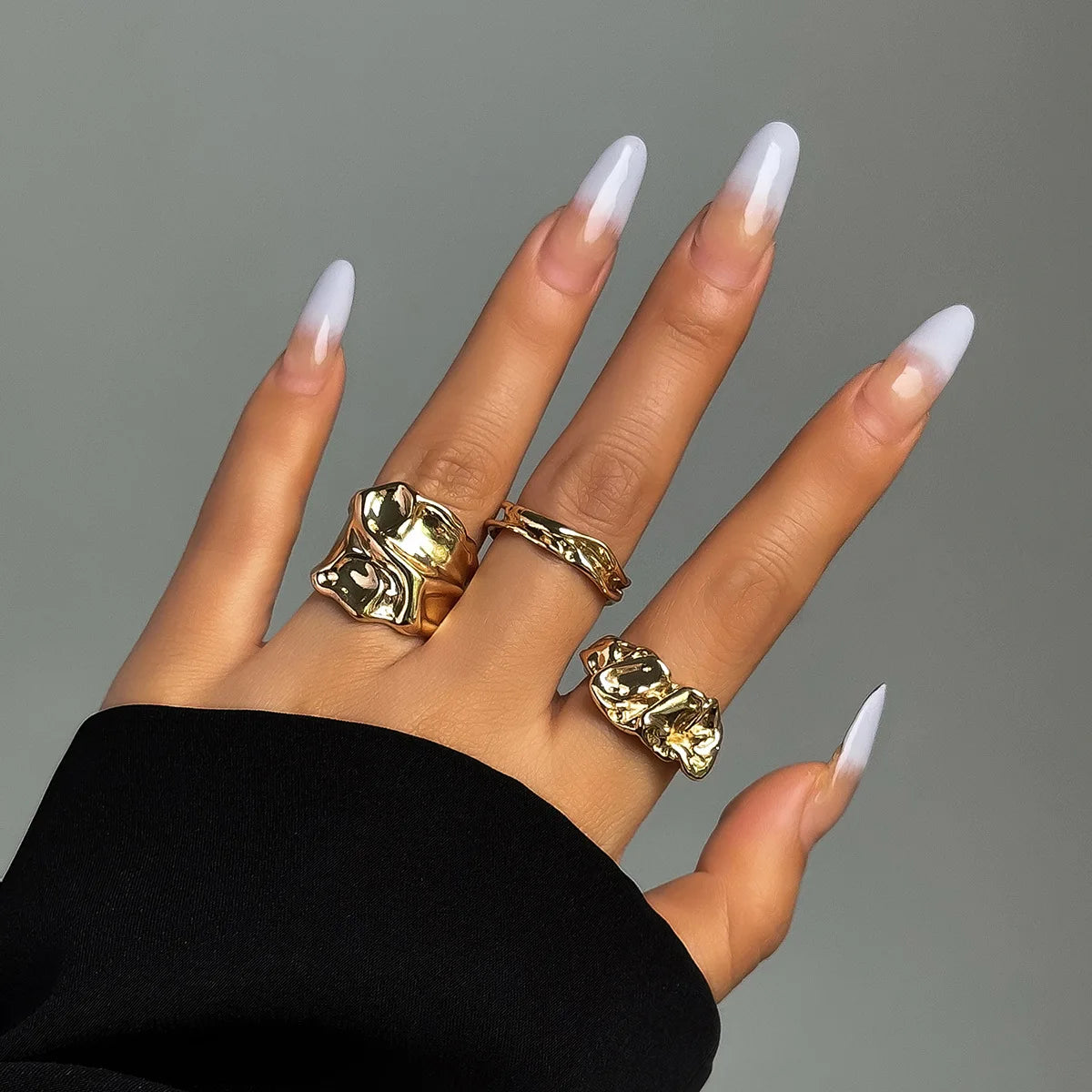 Sculpted Statement Rings Set (3 Pieces)