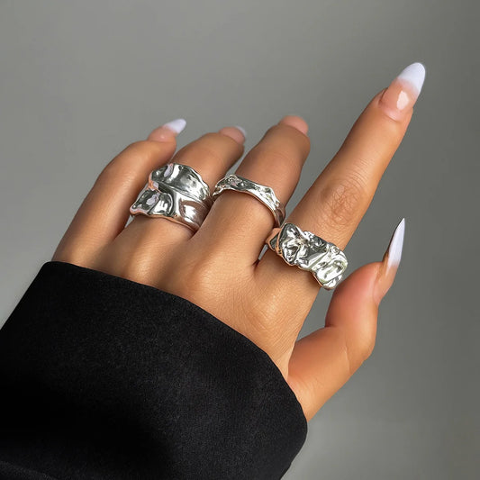 Sculpted Statement Rings Set (3 Pieces)