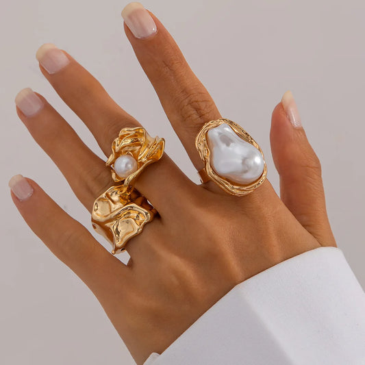 Pearl Open Ring Set (3 Pieces)